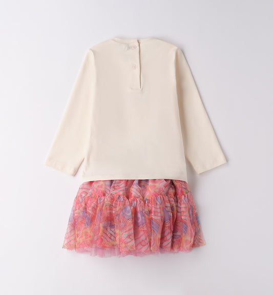 Sarabanda "Mädchen Set" 2 teilig mit Tüllrock - Pink/Creme
