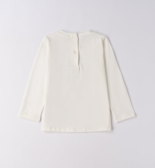Sarabanda "Langarmshirt" mit Druck und Steinchen - Creme