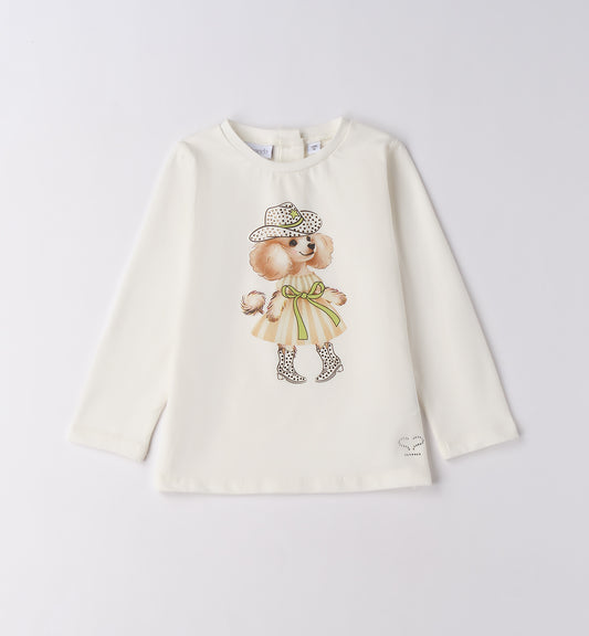 Sarabanda "Langarmshirt" mit Druck und Steinchen - Creme