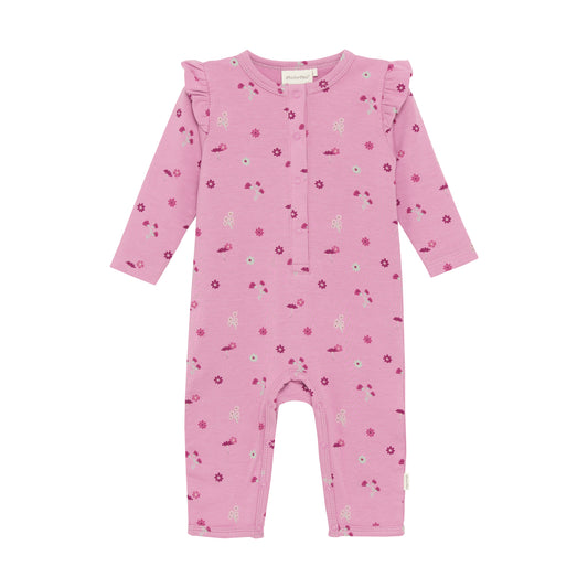 Minymo "Strampler" mit Blümchendruck - Mauve Orchid