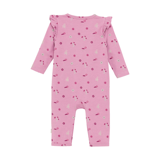 Minymo "Strampler" mit Blümchendruck - Mauve Orchid