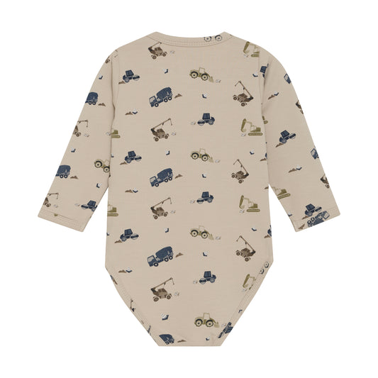 Minymo "Body langarm" mit Bagger Muster - Oxford Tan