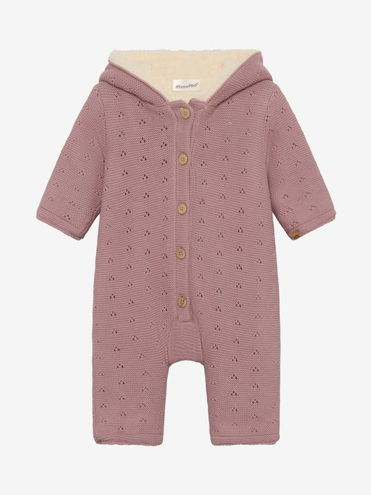 Minymo "Strick-Overall" mit Teddyfell - Woodrose