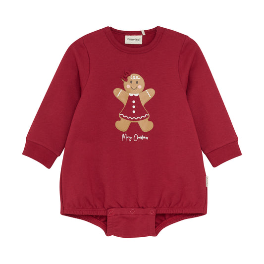 Minymo "Body langarm" mit Weihnachtsdruck - Rot