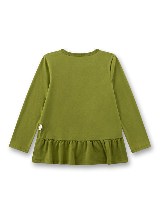 Sanetta "Langarmshirt" mit Volant und Druck - Olive Green