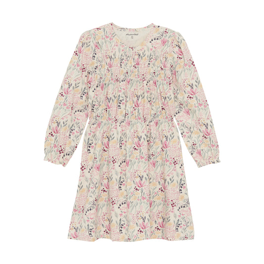 Minymo "Kleid" langarm mit allover Blumendruck - Sandshell