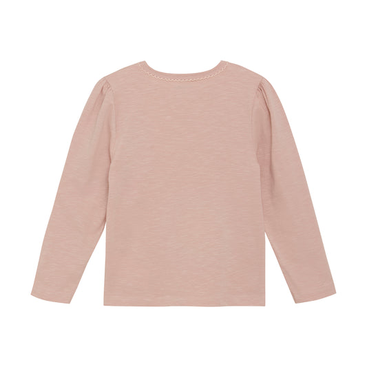 Minymo "T-Shirt" langarm mit Druck und Pailletten - Misty Rose