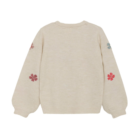 Minymo "Pullover" mit gestickten Blumen - Sandshell