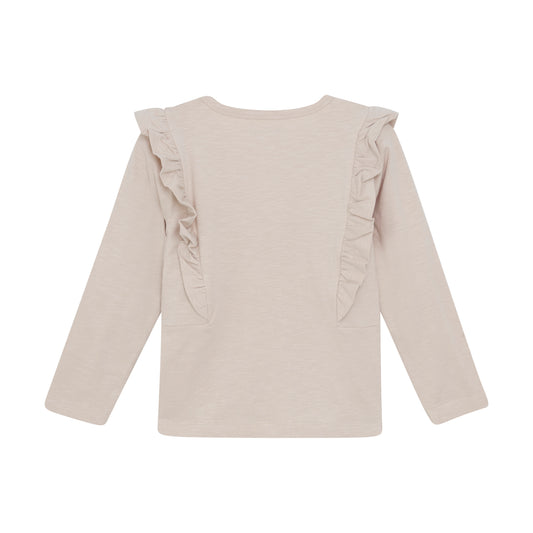 Minymo "Langarmshirt mit Rüsche und Pailletten - Smoke Gray