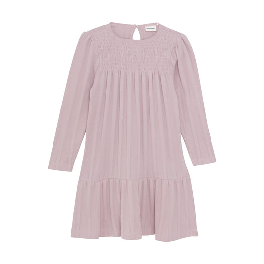 Minymo "Kleid langarm" mit Lochmuster - Rosa