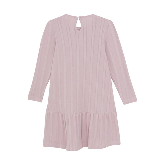 Minymo "Kleid langarm" mit Lochmuster - Rosa