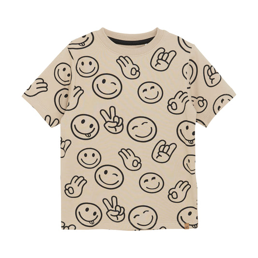 Minymo "T-Shirt" mit Smileys - Oxford Tan