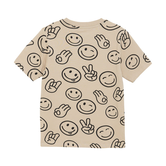Minymo "T-Shirt" mit Smileys - Oxford Tan