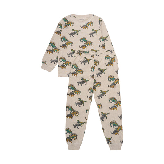 Minymo "Schlafanzug" lang mit Dinos - Beige Melange