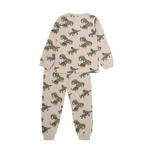Minymo "Schlafanzug" lang mit Dinos - Beige Melange