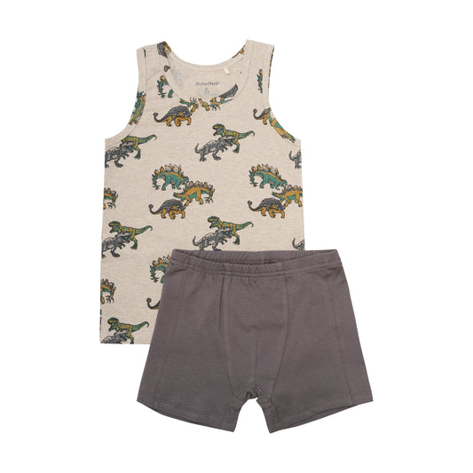 Minymo "Unterwäsche-Set" mit Dinos - Beige Melange