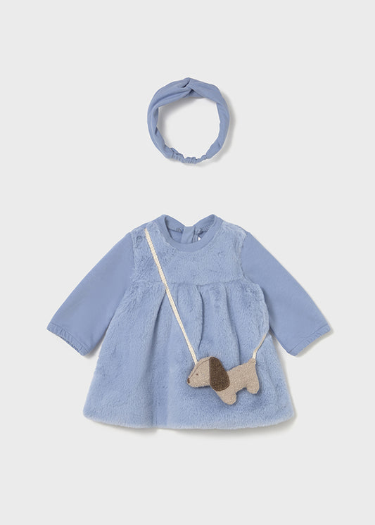 Mayoral "Kleid" Fell mit Täschchen und Stirnband - Dream Blue