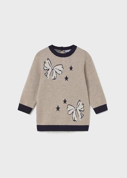 Mayoral "Kleid" Jacquard mit Schleifen - Toffee