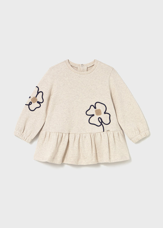 Mayoral "Kleid mit Stickerei" und Volant-Abschluss - Sand