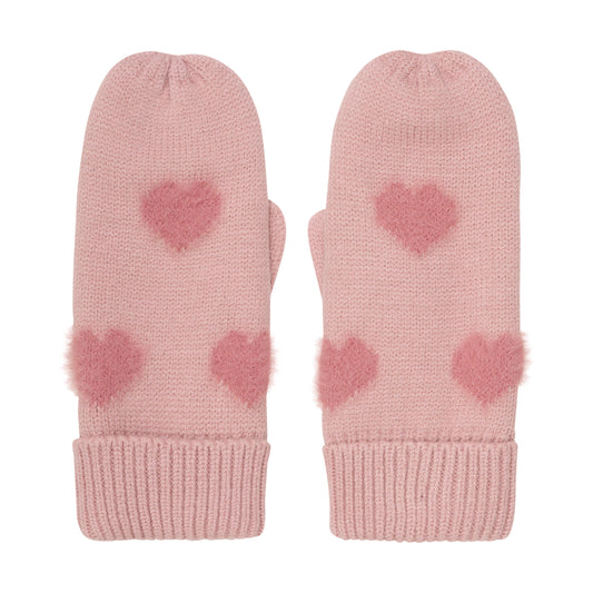 Minymo "Woll-Handschuhe" mit Herzchen - Misty Rose