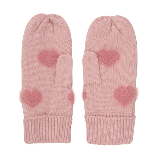 Minymo "Woll-Handschuhe" mit Herzchen - Misty Rose