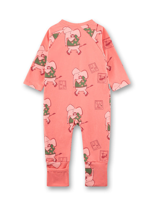 Sanetta "Strampler" mit seitlichem Reißverschluss, allover Druck - Tea Rose