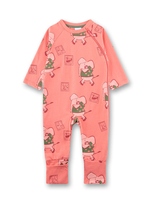 Sanetta "Strampler" mit seitlichem Reißverschluss, allover Druck - Tea Rose