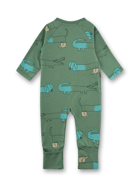 Sanetta "Strampler" mit seitlichem Reißverschluss, allover Druck - Dark Ivy