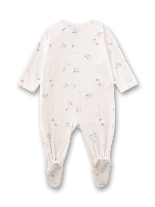 Sanetta "Strampler" mit Fuß und seitlichem Reißverschluss, allover Druck - White Pebble