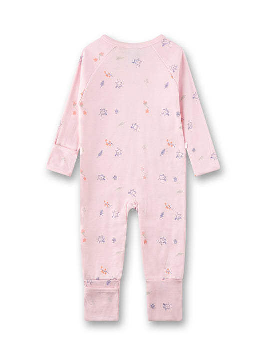 Sanetta "Strampler" mit seitlichem Reißverschluss, allover Druck - Rosa