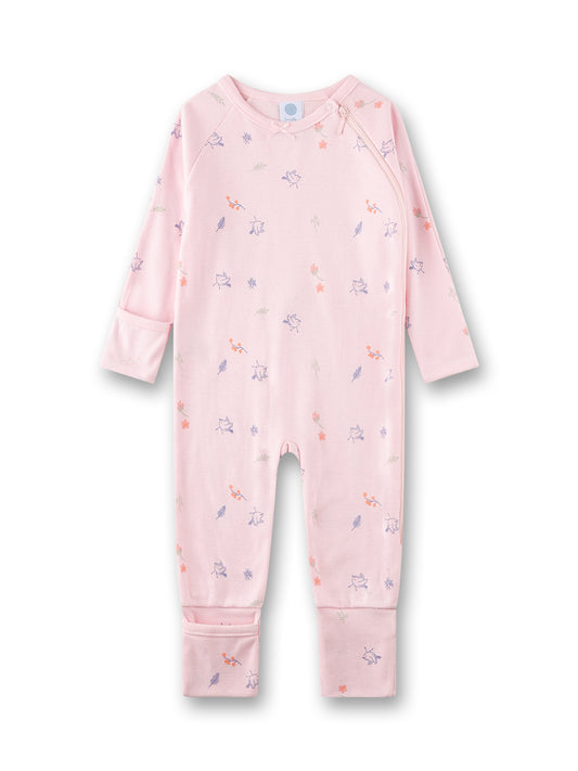 Sanetta "Strampler" mit seitlichem Reißverschluss, allover Druck - Rosa