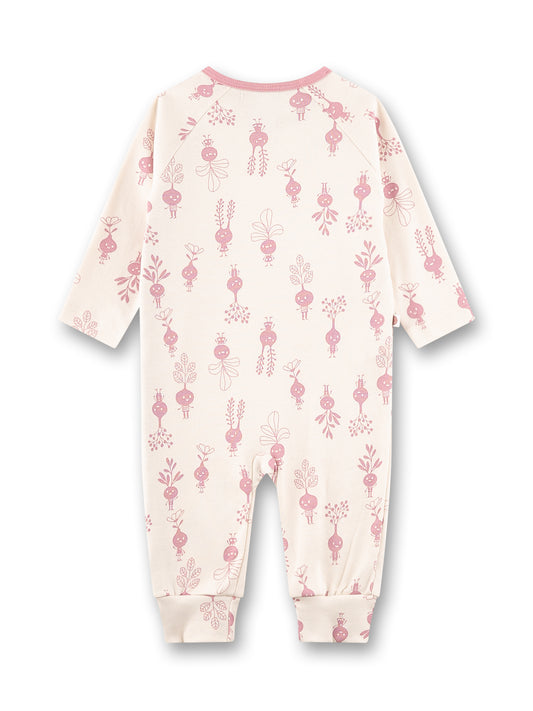 Sanetta "Strampler" mit seitlichem Reißverschluss, allover Druck - Sand