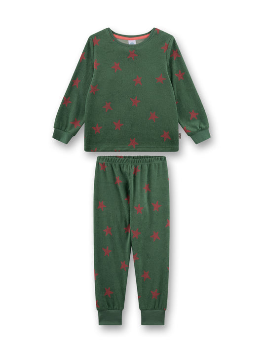 Sanetta "Schlafanzug lang" aus Frottee mit Sternen - Dark Ivy