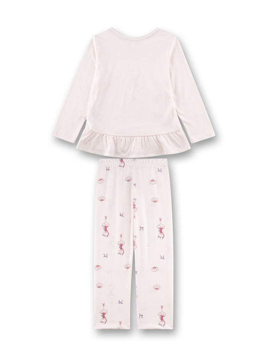 Sanetta "Schlafanzug lang" mit Volant und allover Druck - Rosy Quarz