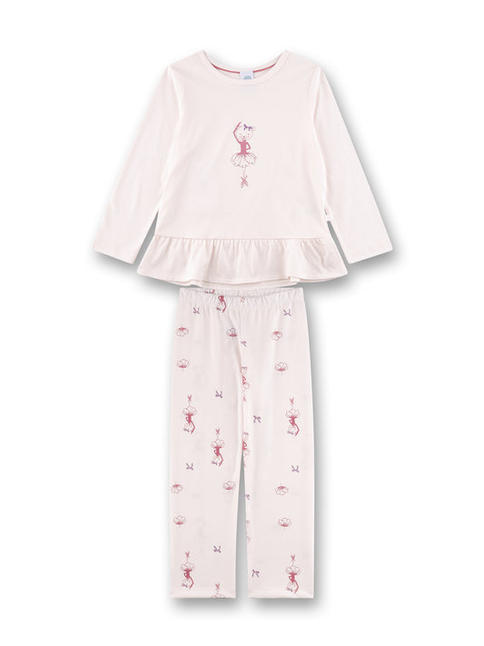 Sanetta "Schlafanzug lang" mit Volant und allover Druck - Rosy Quarz