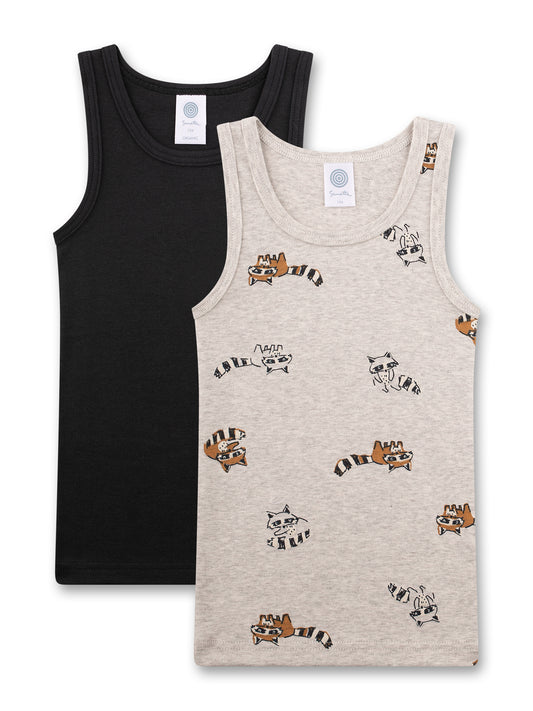 Sanetta "Unterhemden Doppelpack" allover Druck - Nature Melange