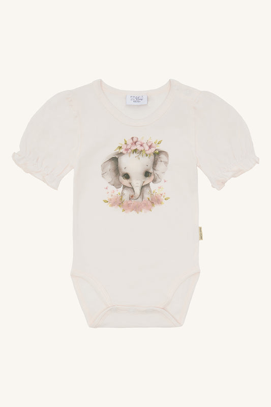 Hust & Claire "Body kurzarm" mit Elefanten Druck - Rosa