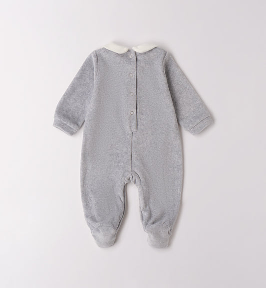 Sarabanda "Strampler" mit Fuß und Blümchen - Grau