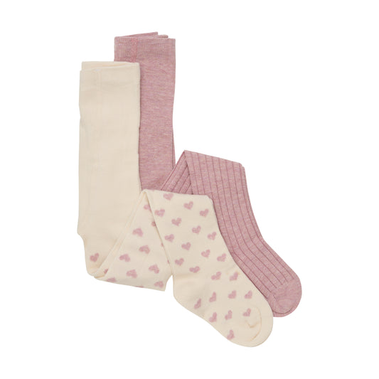 Minymo "Strumpfhosen" Doppelpack mit Herzchen - Light Rose