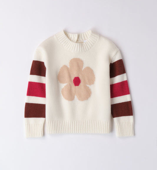 Sarabanda "kuscheliger Pullover" mit Blume - Off White