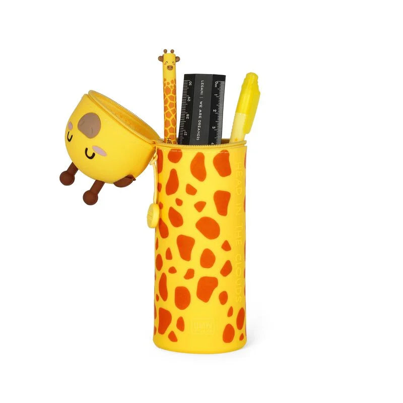 2-in-1-Federmäppchen aus Silikon Kawaii - Giraffe