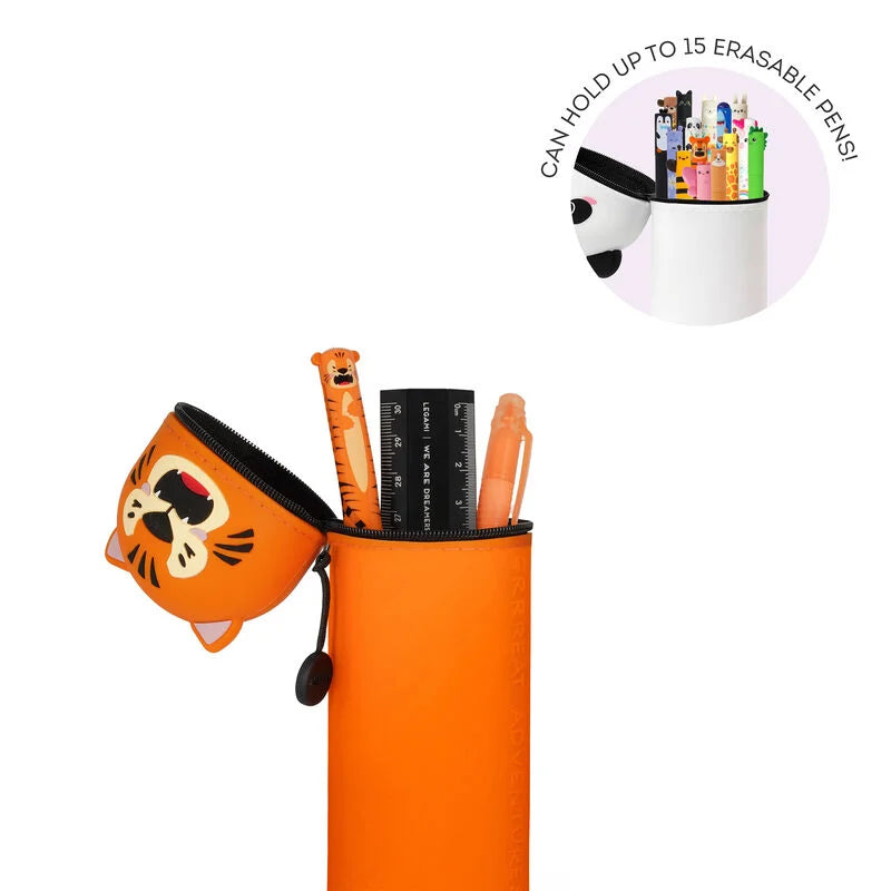 2-in-1-Federmäppchen aus Silikon Kawaii - Tiger