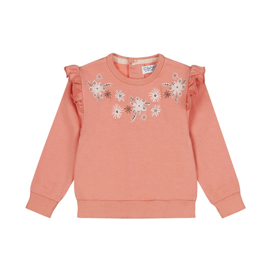 Dirkje "Sweatshirt" mit Stickerei und Rüsche - Pink