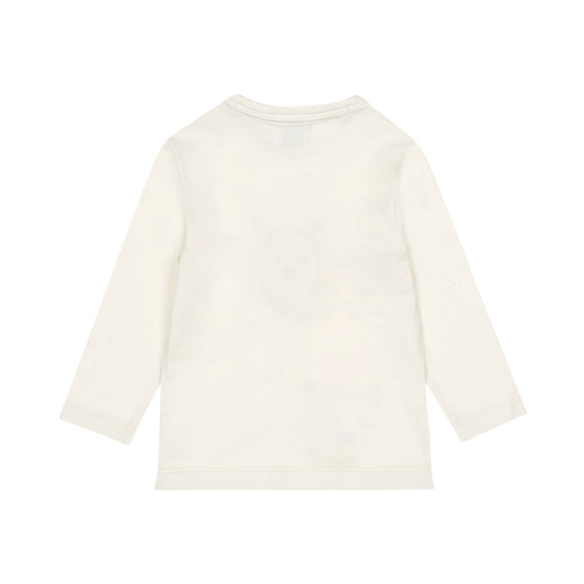 Dirkje "T-shirt langarm" mit Löwenkopf und Fransen - Off White