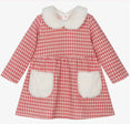 Bild in Galerie-Betrachter laden, Hatley "Kleid" mit rotem Hahnentrittmuster und Kunstfellbesatz