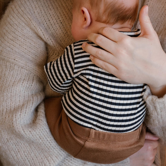 Dirkje "T-Shirt langarm" aus Feinrib, Navy gestreift