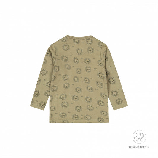 Dirkje "T-Shirt langarm" allover Druck - Faded Green