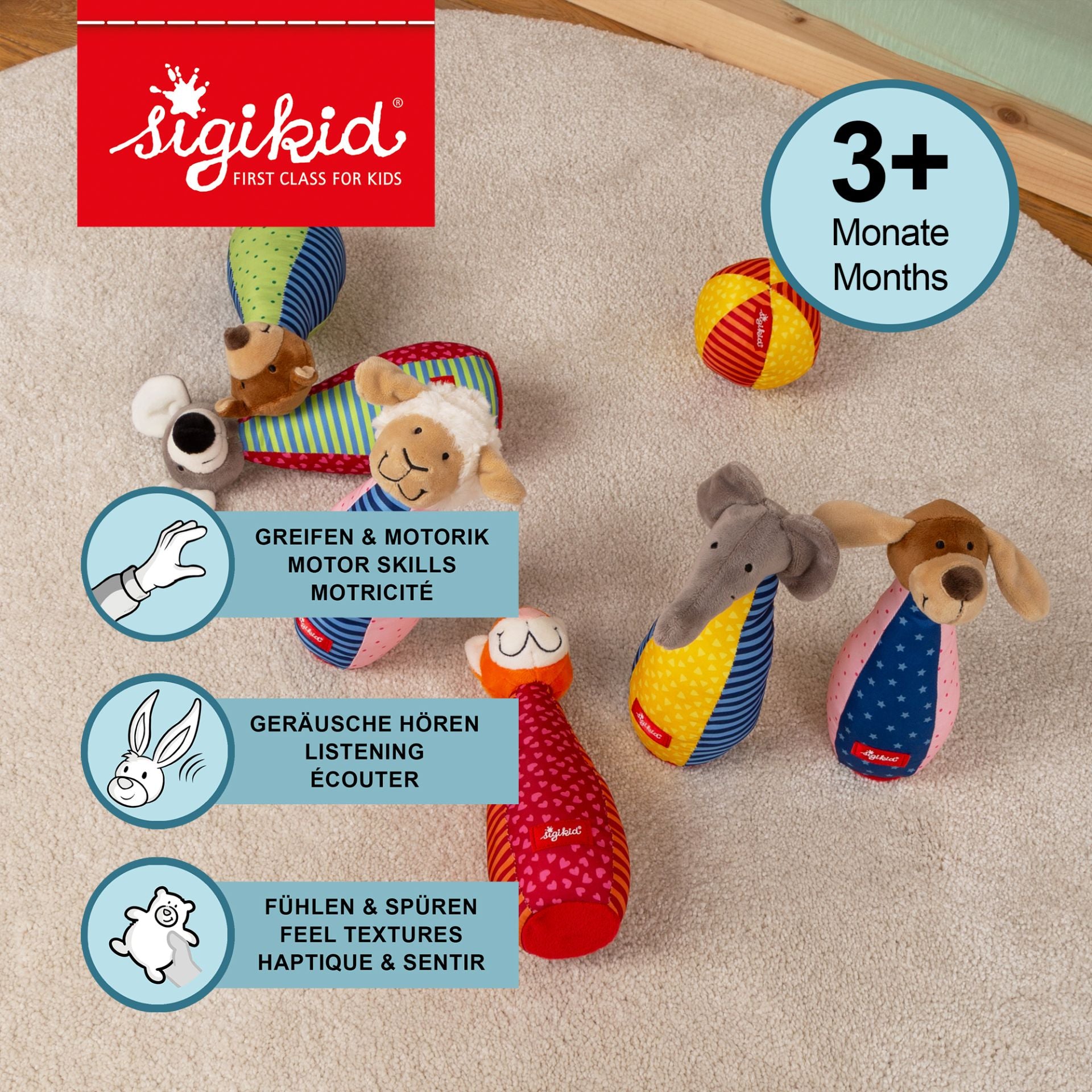 Sigikid Baby Kegelspiel aus Plüsch, sigikid PlayQ Spielen und Entdecken