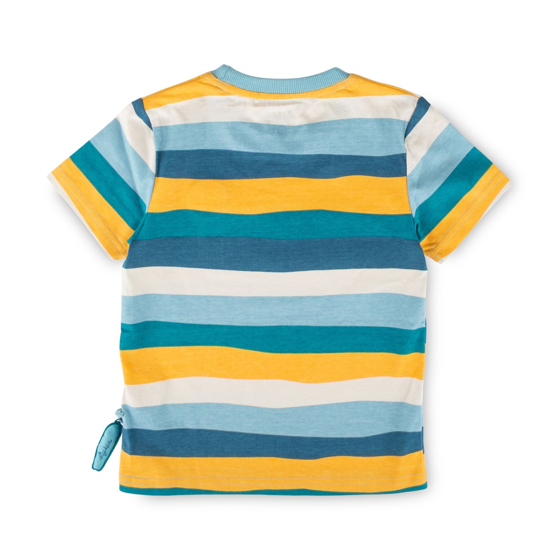 Sigikid T-Shirt, gestreift mit Hai - Blaugrün