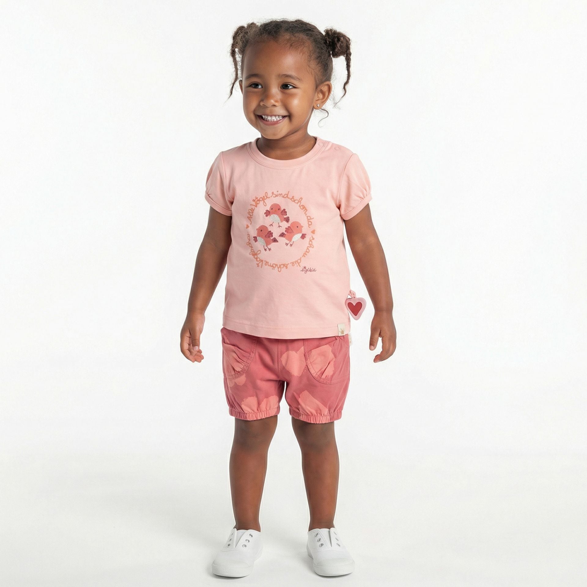 Sigikid T-Shirt mit gestickten Vögelchen - Rosa